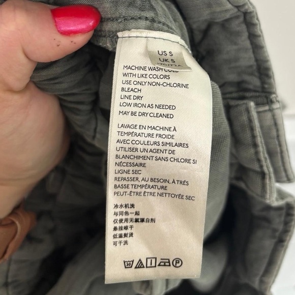 Free People Margate Cargo Pleated Trouser Pants Paper Bag Olive Green Boho Sz S - Picture 8 of 10